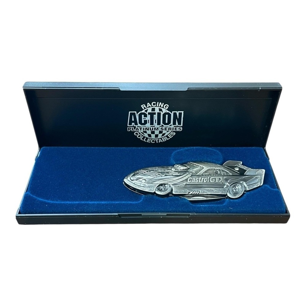 John Force NHRA Action Racing Silver Collector‎ Knife w/Case